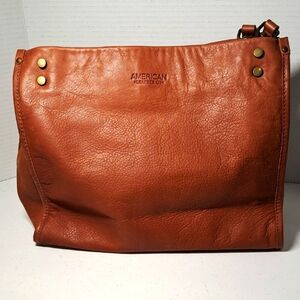 American Leather Co. "Lenox Triple Entry Satchel" In Brown Leather